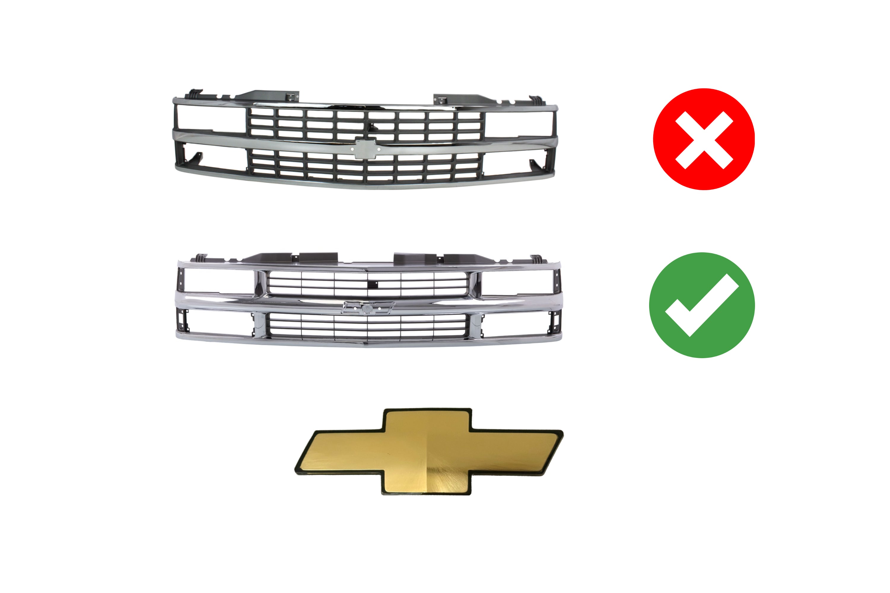 1994-1998 Chevrolet Front Bowtie and Pair of Door Emblems