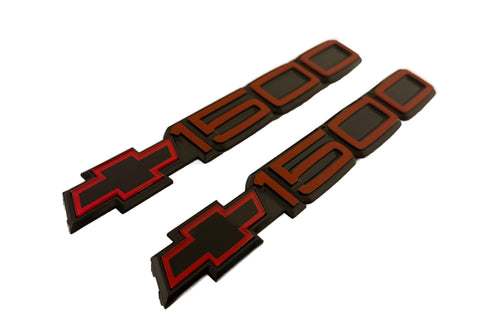 1988-1998 Chevrolet 1500 Pair of Door Emblems Red/Black