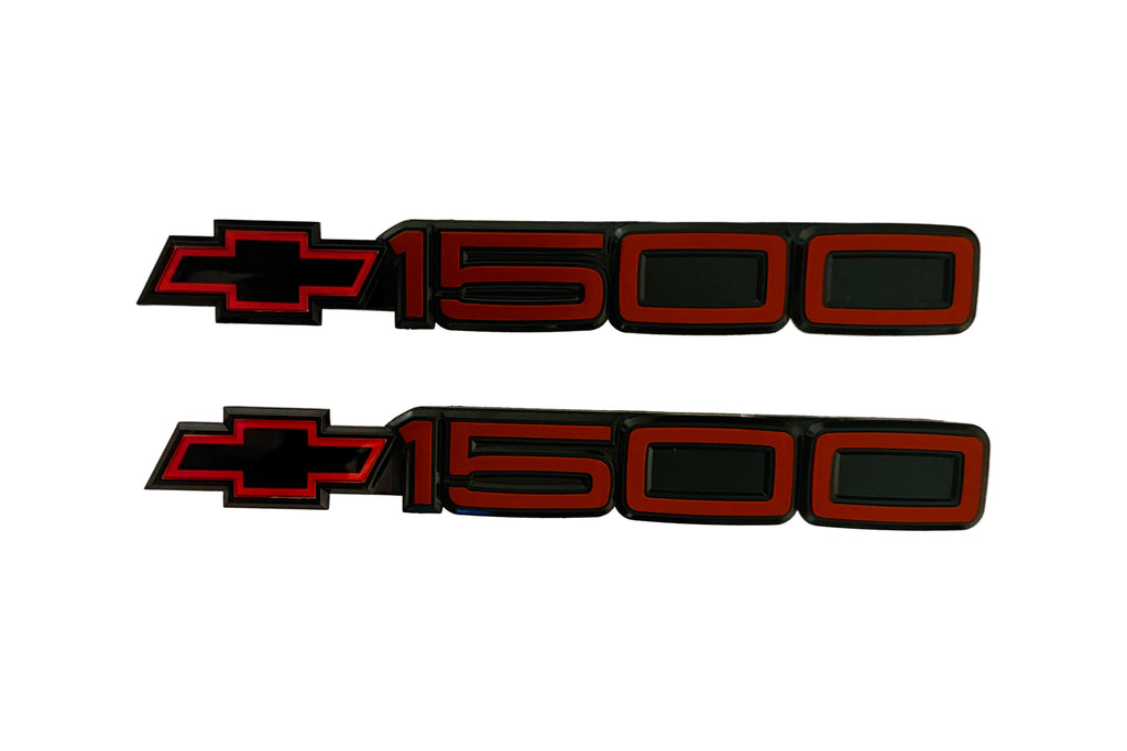 1988-1998 Chevrolet 1500 Pair of Door Emblems Red/Black
